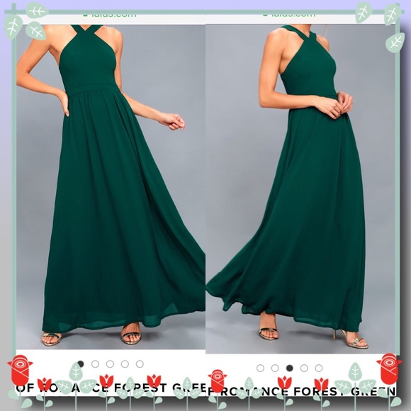 air of romance forest green maxi dress